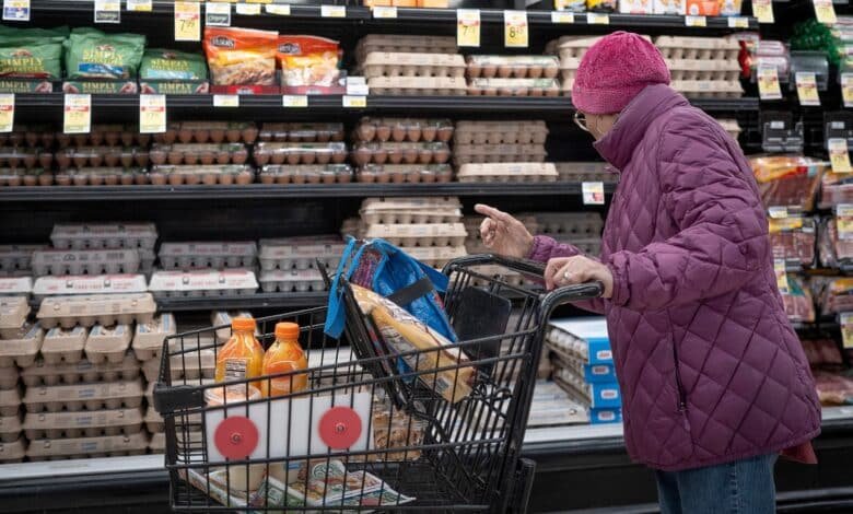 Photo: A customer makes egg purchases in a grocery store on March 12, 2025 in Chicago, Illinois.