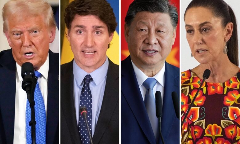 Photo: This combination of photos of files shows, from left to left, American president Donald Trump, Canadian Prime Minister Justin Trudeau, Chinese President Xi Jinping and Mexico President Claudia Sheinbaum.
