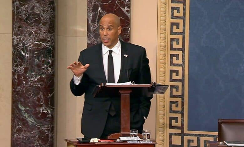 Booker Marathon Senate Speech Stages to protest against the "crisis '' he says that Trump and Musk have created